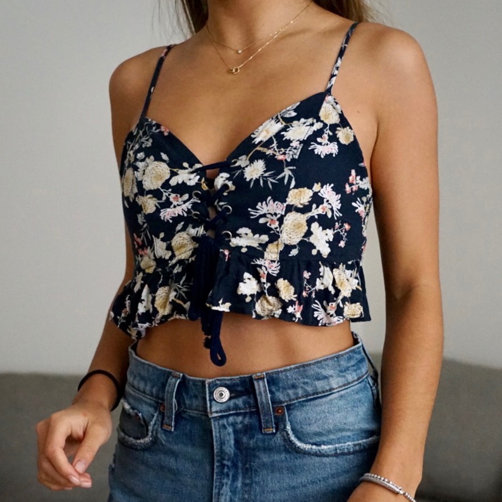Floral Flowy Crop Top Tank - XS